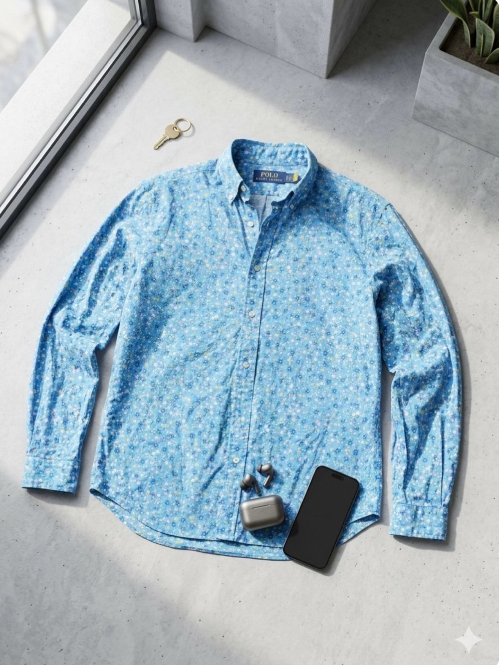 Polo by Ralph Lauren Light Blue Floral Button-Down Shirt